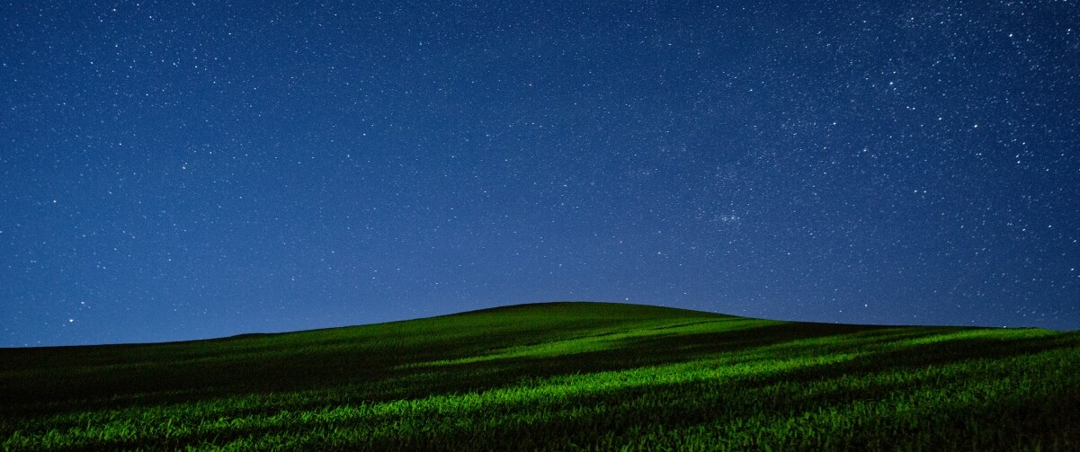 银河星空绿蓝色风景3440×1440高清壁纸